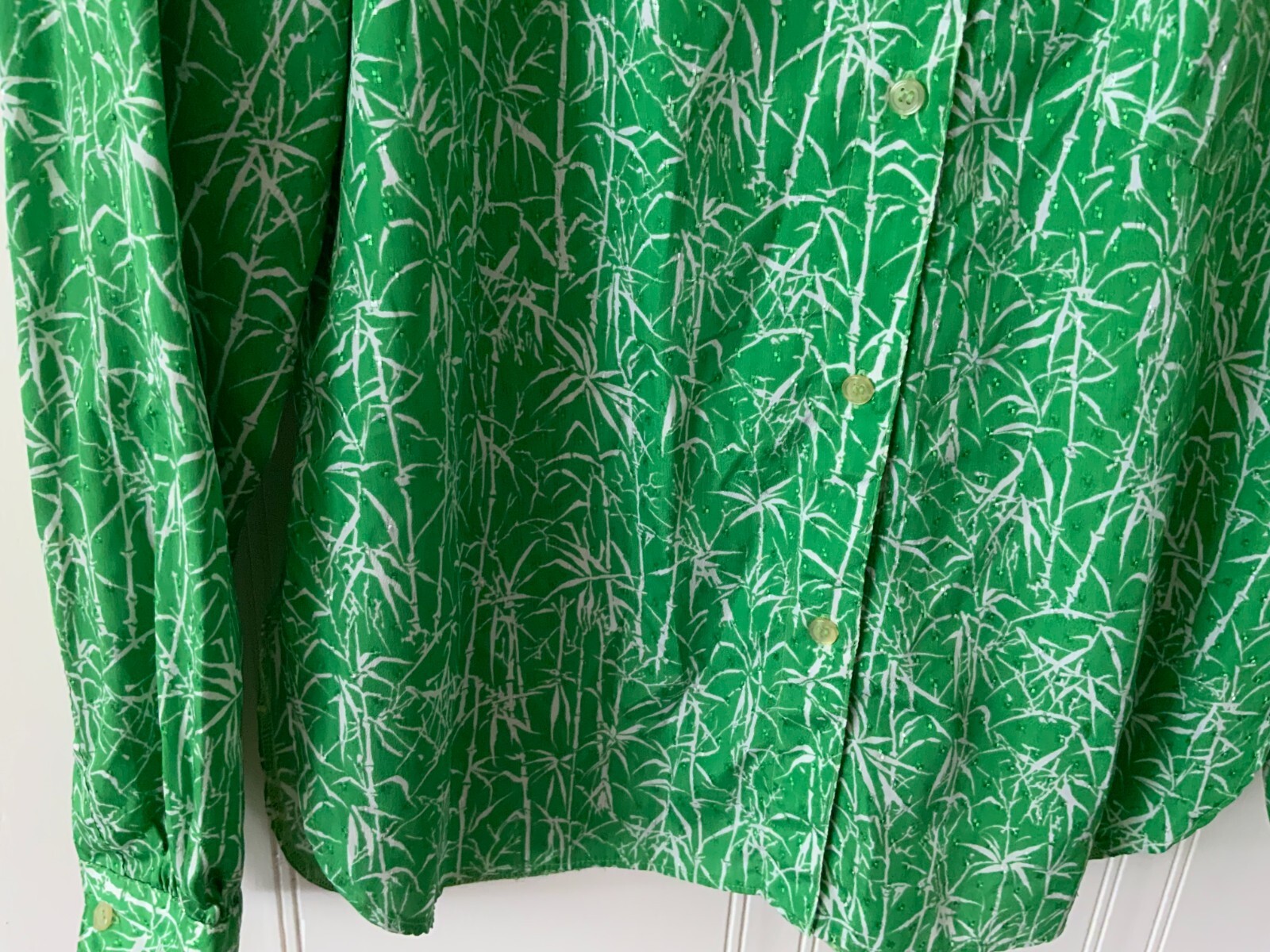 Vintage Campus Casual Blouse Size M Green Long Sleeve