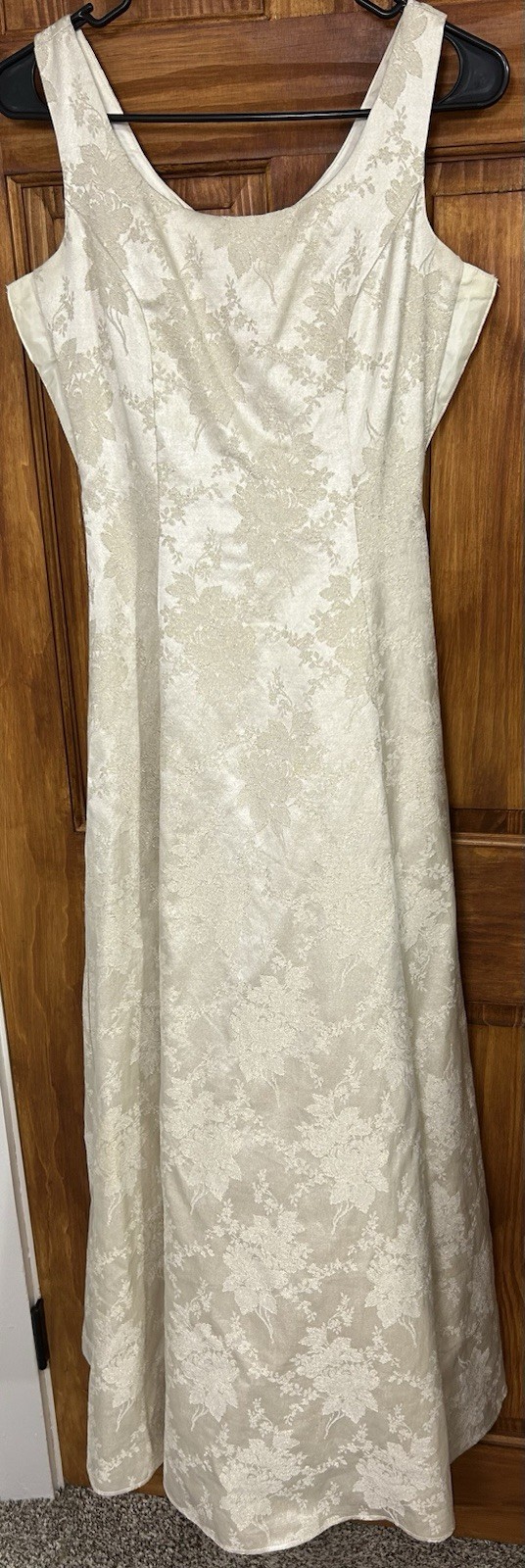 Vintage 90s Gunne Sax Size 3/4 Brocade Ivory Gold Gown Wedding Formal Jacquard