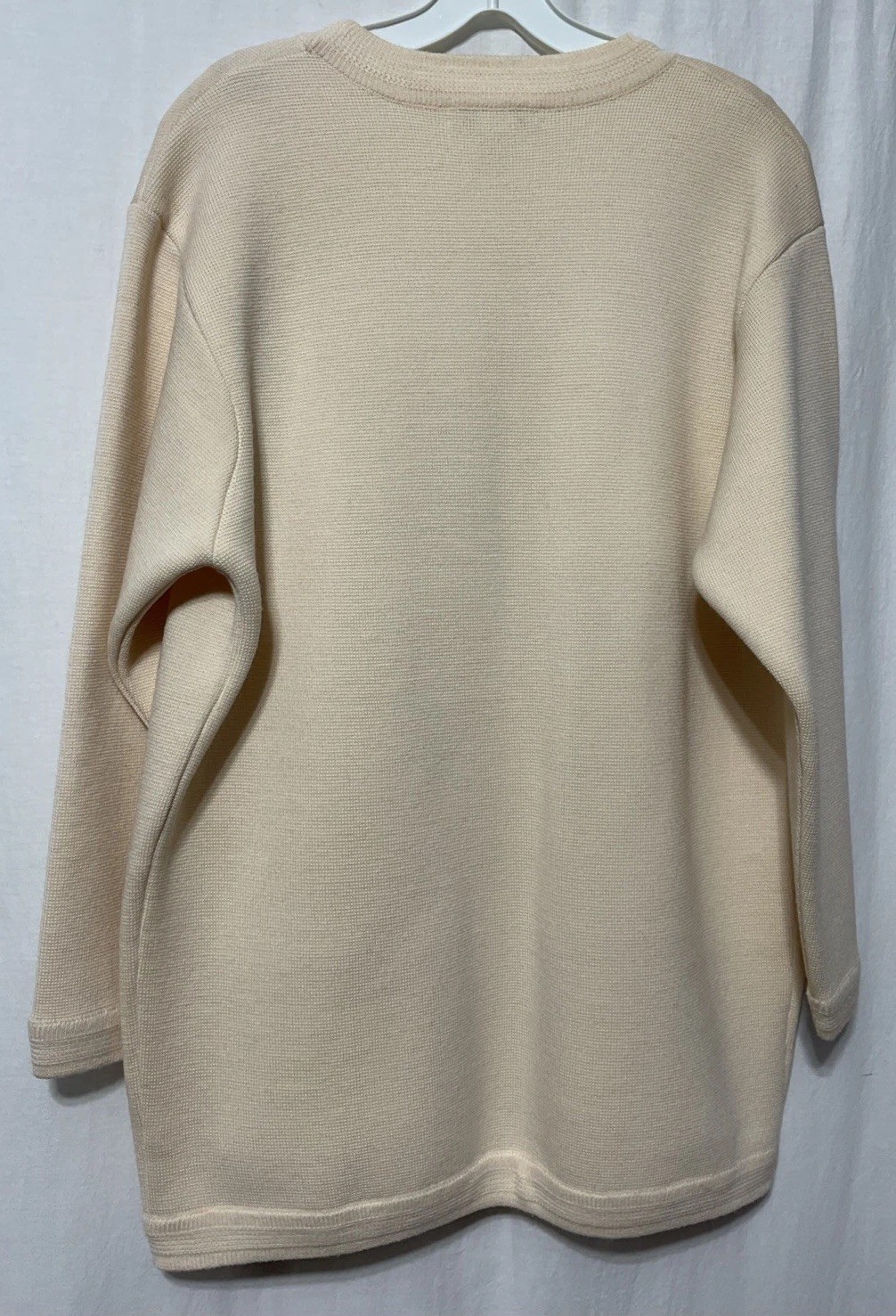 Vintage Bleyle 100% Merino Wool Knit Cardigan Sweater Hong Kong Cream White M