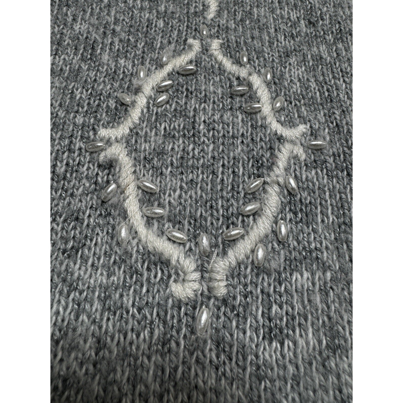 L’Eau Vive VTG Silk Angora Lambswool Sweater Small S Grey Knit Made Hong Kong