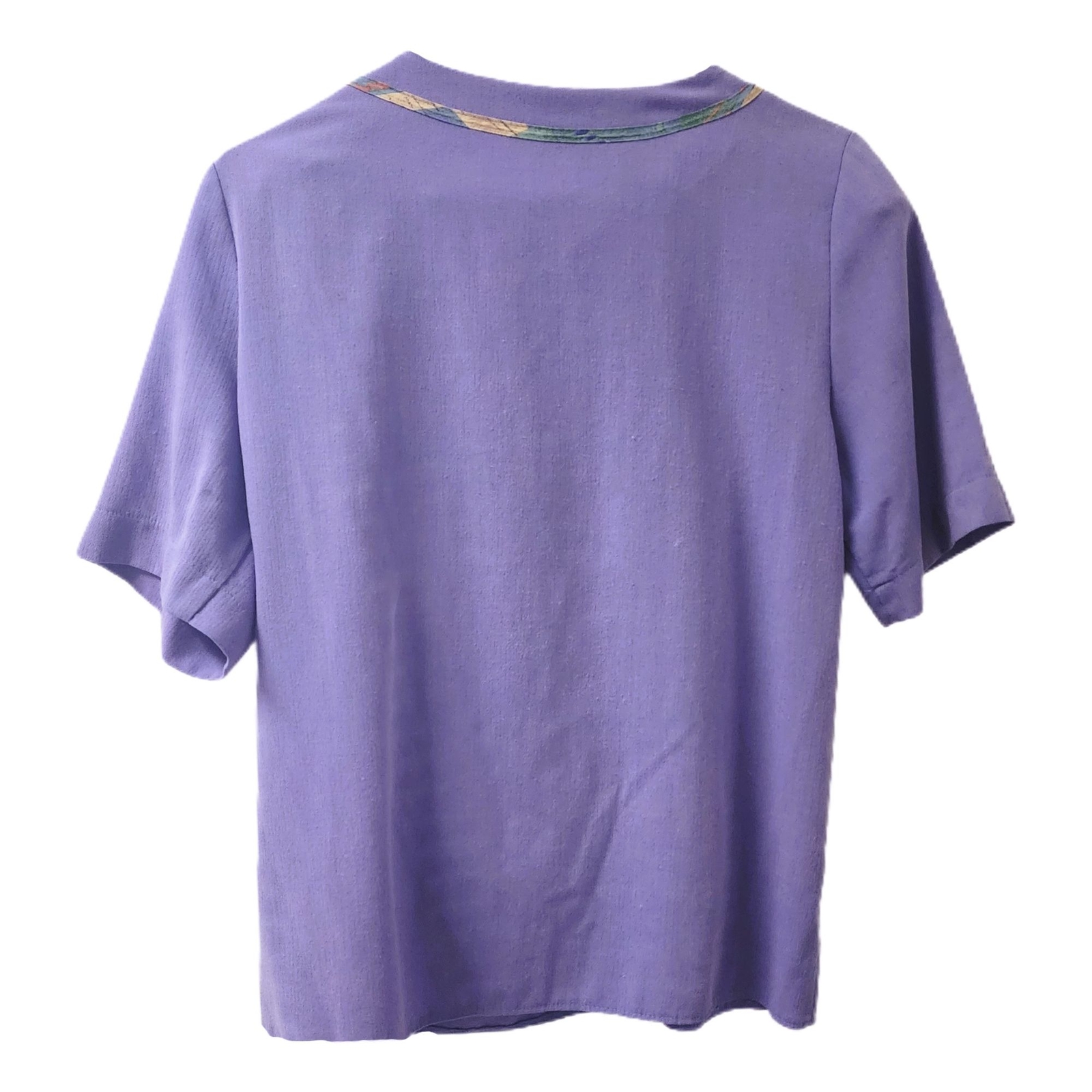 80s Vintage Abstract Shirt Small Medium Purple Geometric Top with Shoulder Pads