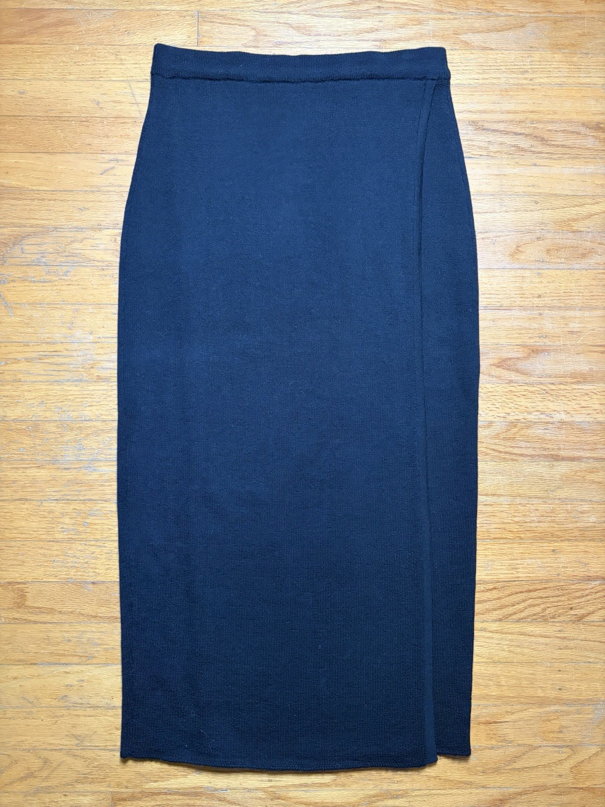 Vintage 80s Banana Republic 100% Merino Wool Maxi Skirt Sz L Black Knit