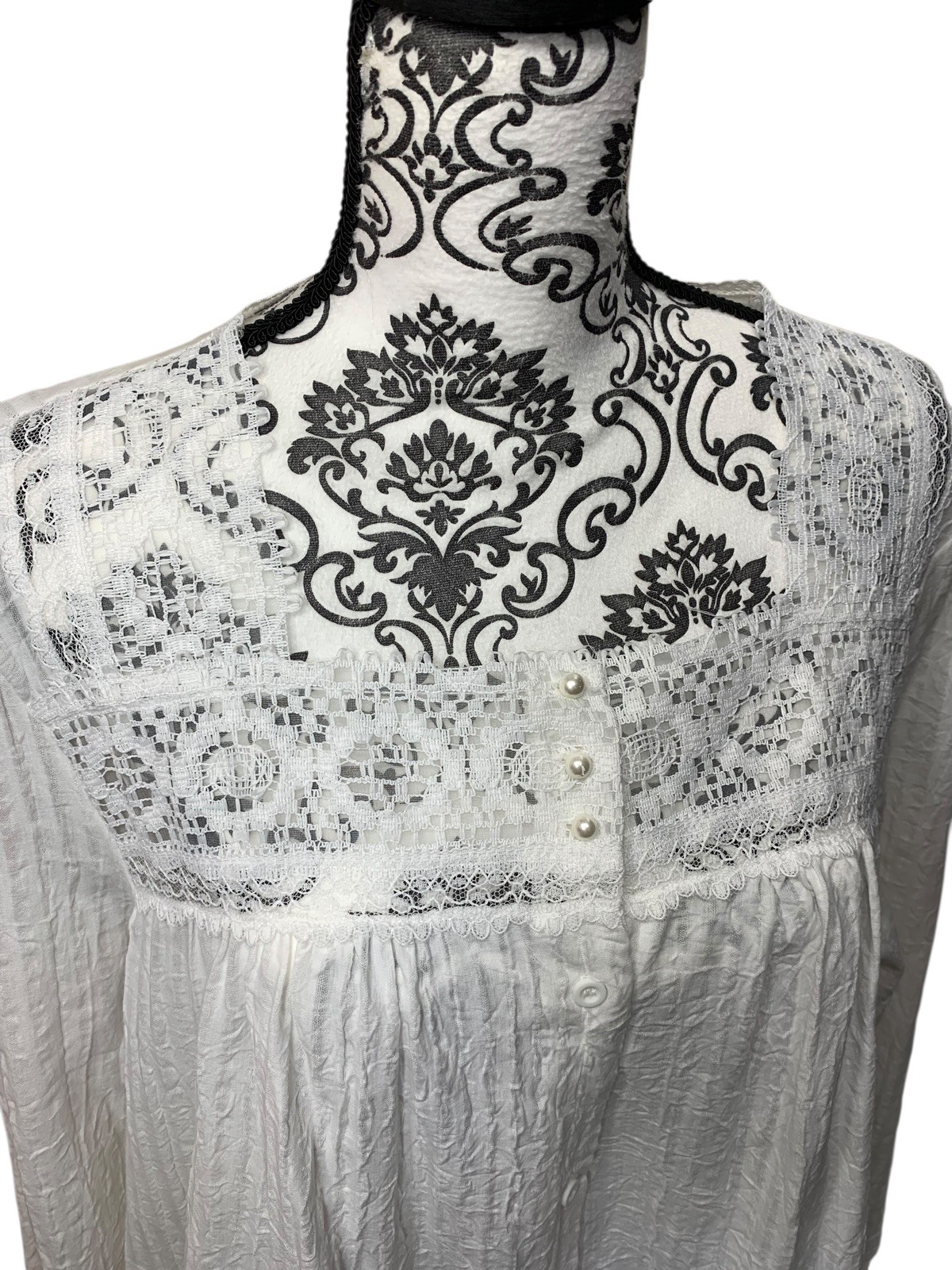 Vintage Willow Creek White Lace Dress Gown Robe Large Cottagecore Prairie Ruffle