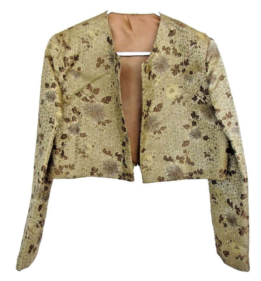 Vintage Plus Size Circa 1950s-1960s Golden Oriental Dress & Bolero Jacket