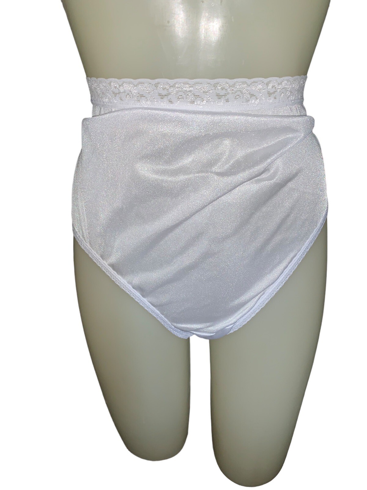 Vintage Nylon Panty JMS Gusset Sheer Sissy Panties Size 12 Shiny Glossy White