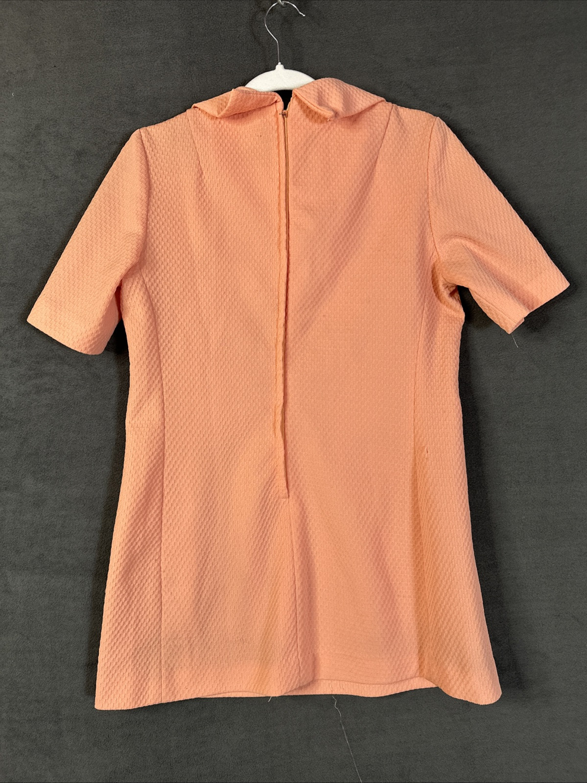 Vintage Corliss lace-up shirt back zip collared Coral Orange double knit