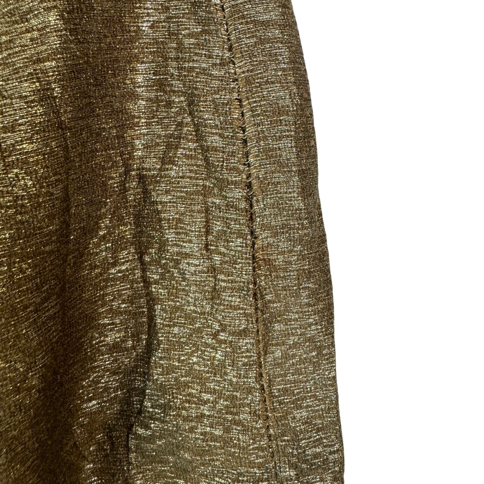 Vintage 60s Gold Metallic Skirt Lurex Pencil Party Costume 28W Medium As-Is