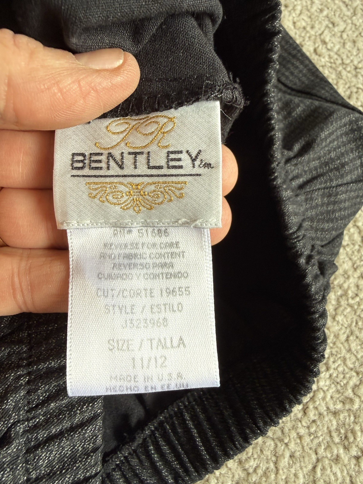 Vtg BENTLY 2 pc BUSINESS SUIT houndstooth 13/14 Jacket 11/12 pants Black-Gray