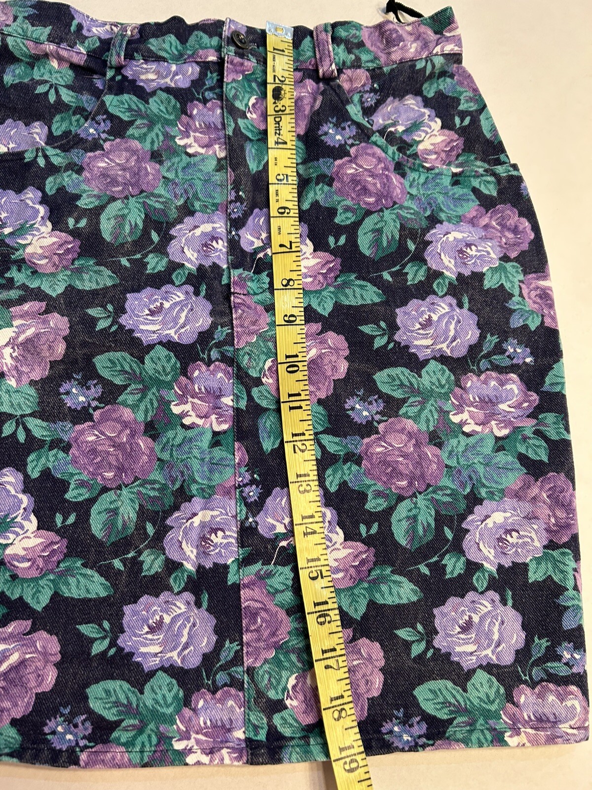 Flash Clothing Company LA 80s Denim Floral High Waist Skirt Size 9 Jacket Sz M