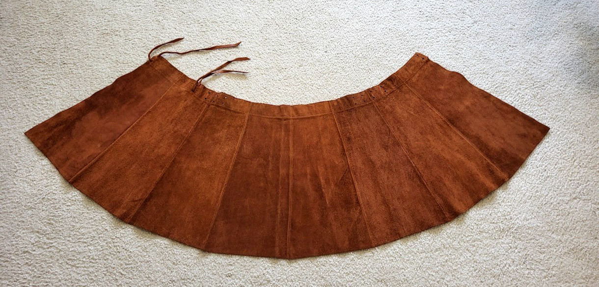 VTG. Handmade Natural Tanned Cow Hide Leather BOHO/Western/Cowgirl Skirt Small