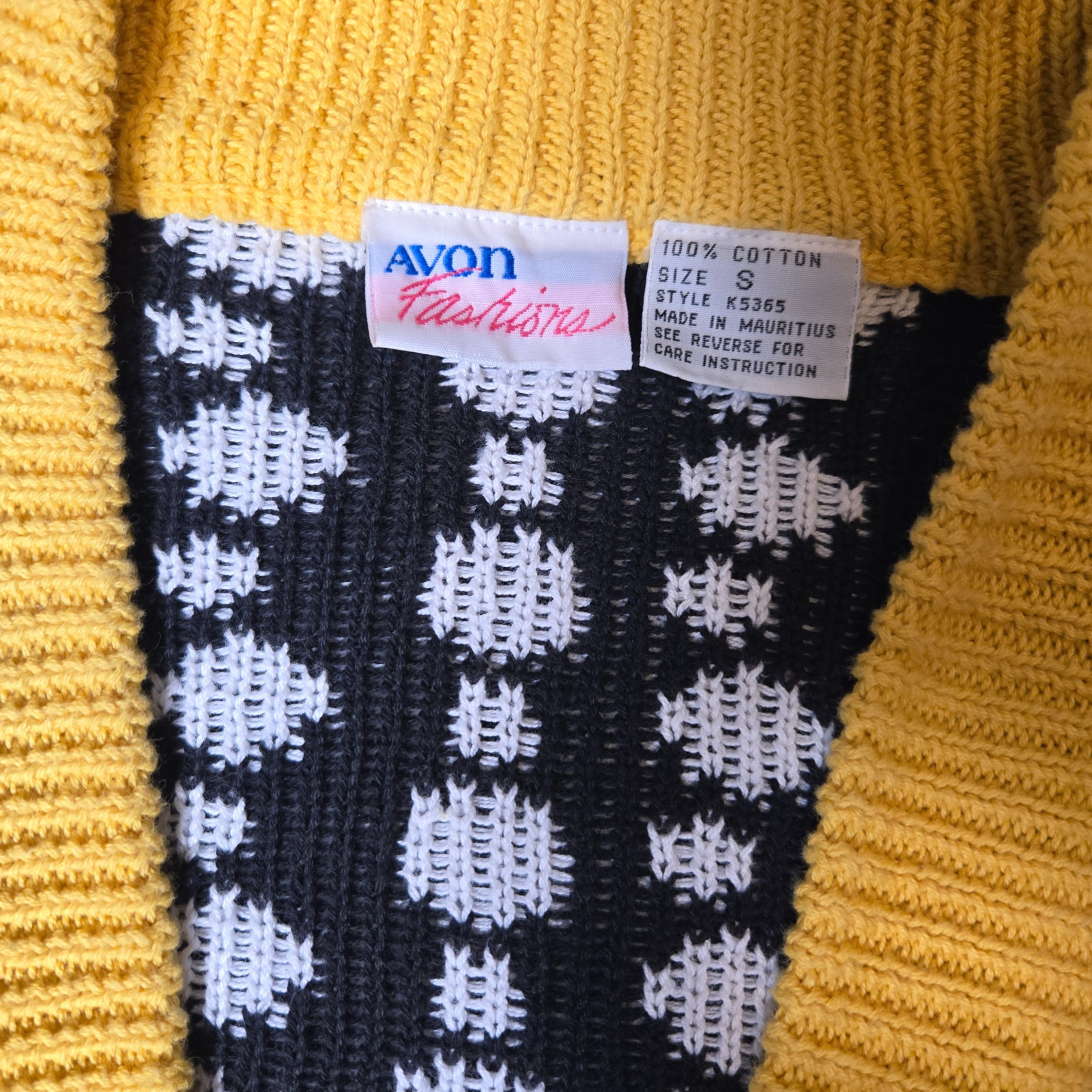 Vintage 1980s AVON FASHIONS 100% Cotton Polka Dot & Striped Cardigan Sweater
