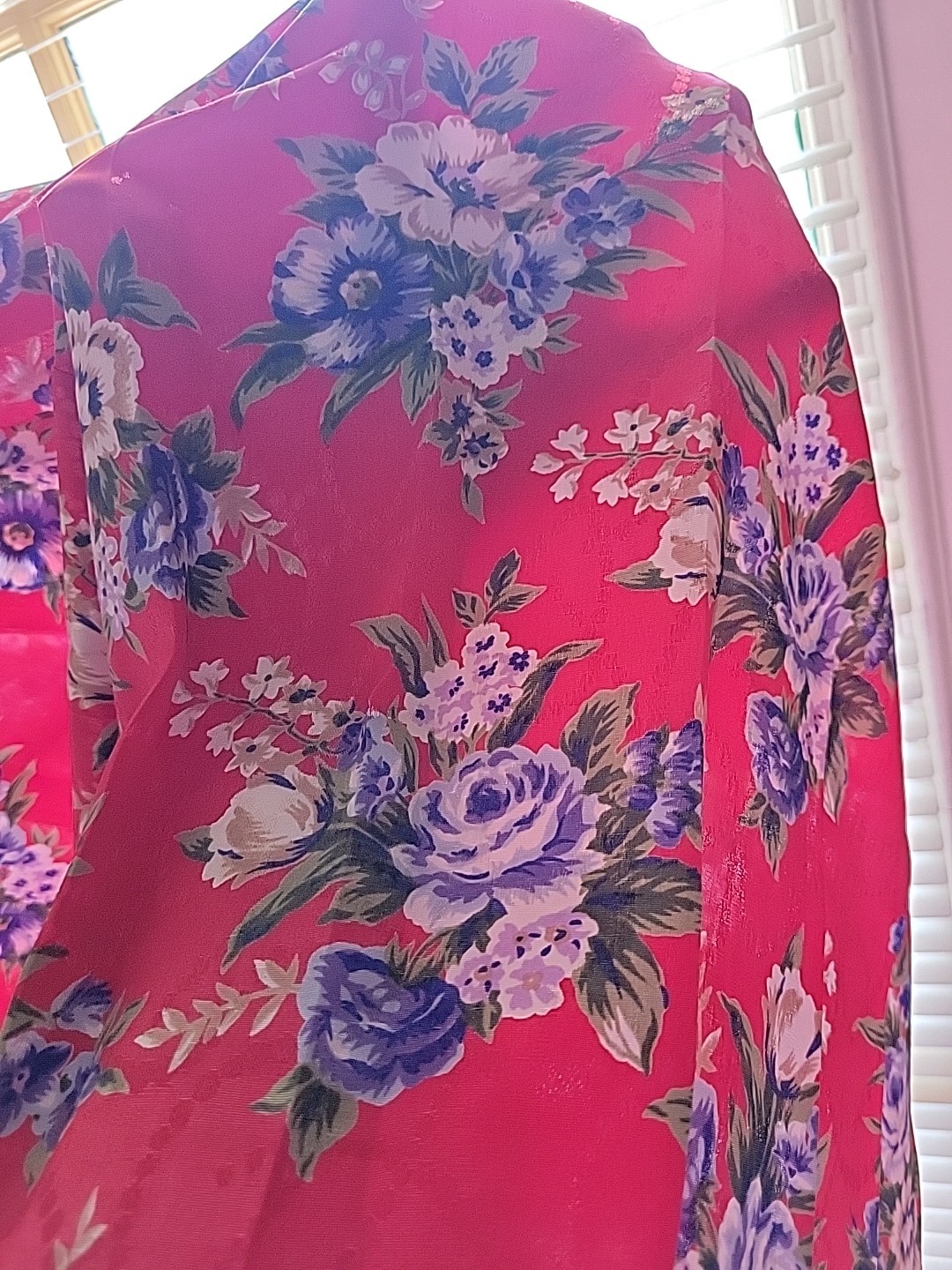 womens vintage secretary midi Collared dress S/M Red Floral Pleated Romantic USA