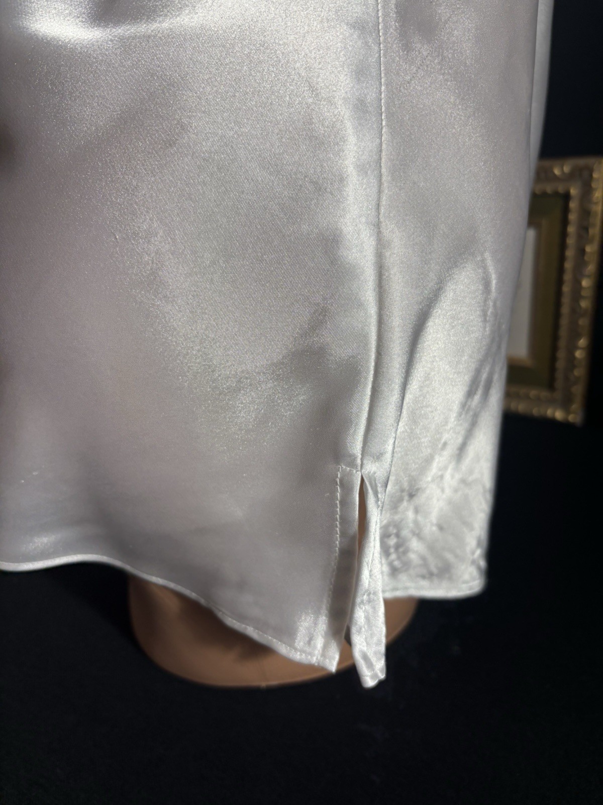 VTG Satin Soft WEDDING WHITE Cami TOP BLOUSE NIGHTEI FRILLY CD camisole