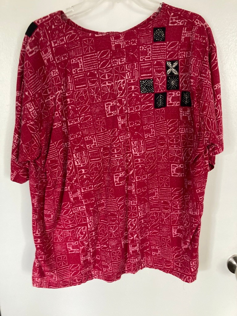 Vintage MarketPlace: Handwork of India batik top red black embroidery ML