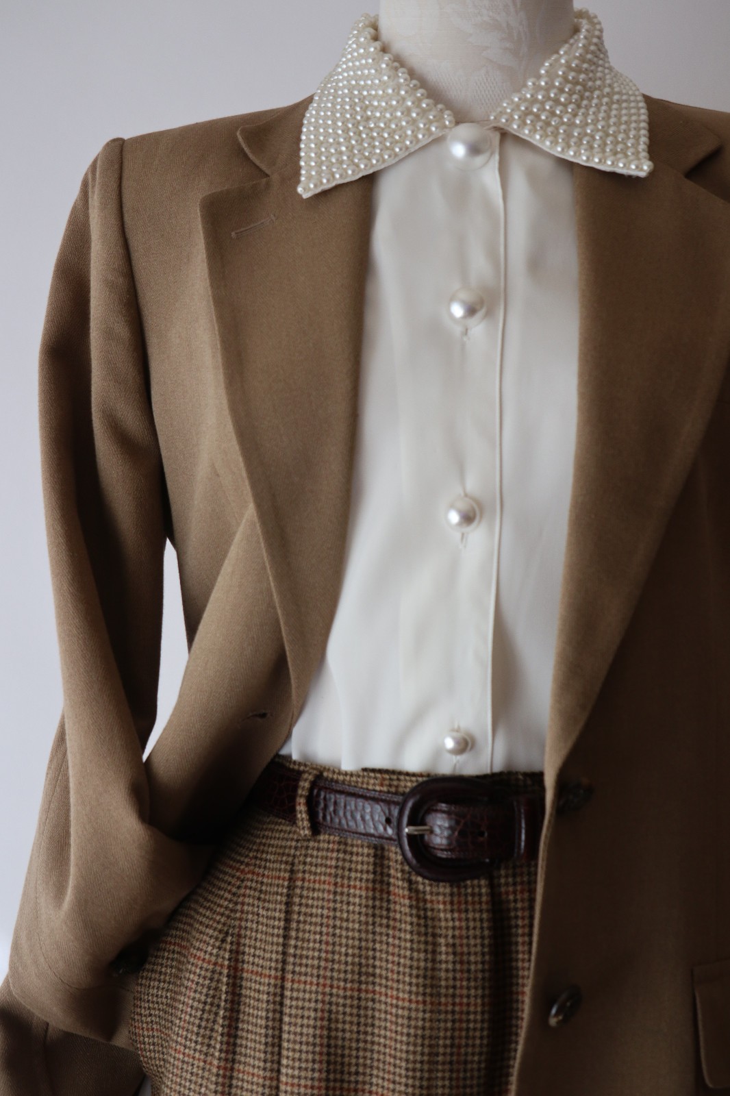 Ralph Lauren Beige Rayon Wool Equestrian Horse Buttons Blazer Jacket Women M