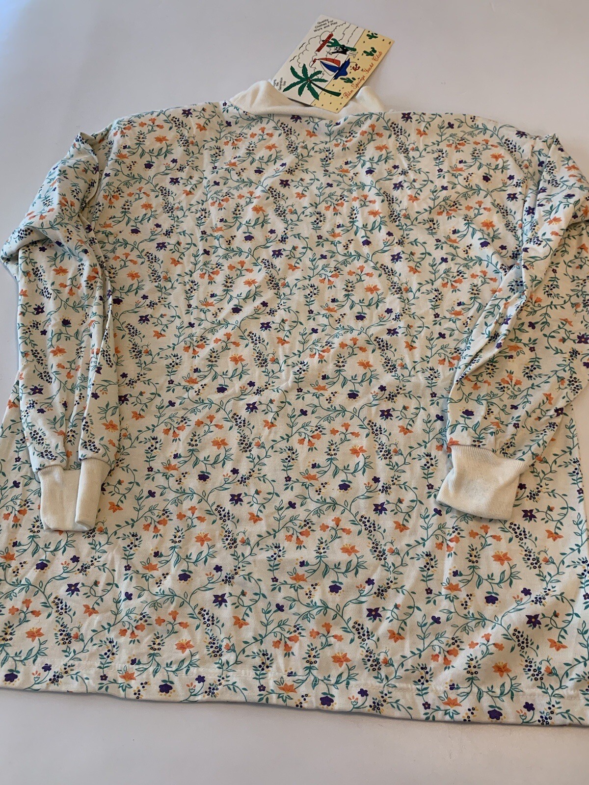 VTG Floral ALL OVER PRINT LONG SLEEVE TSHIRT Mock Neck Palm Springs Yacht Club L