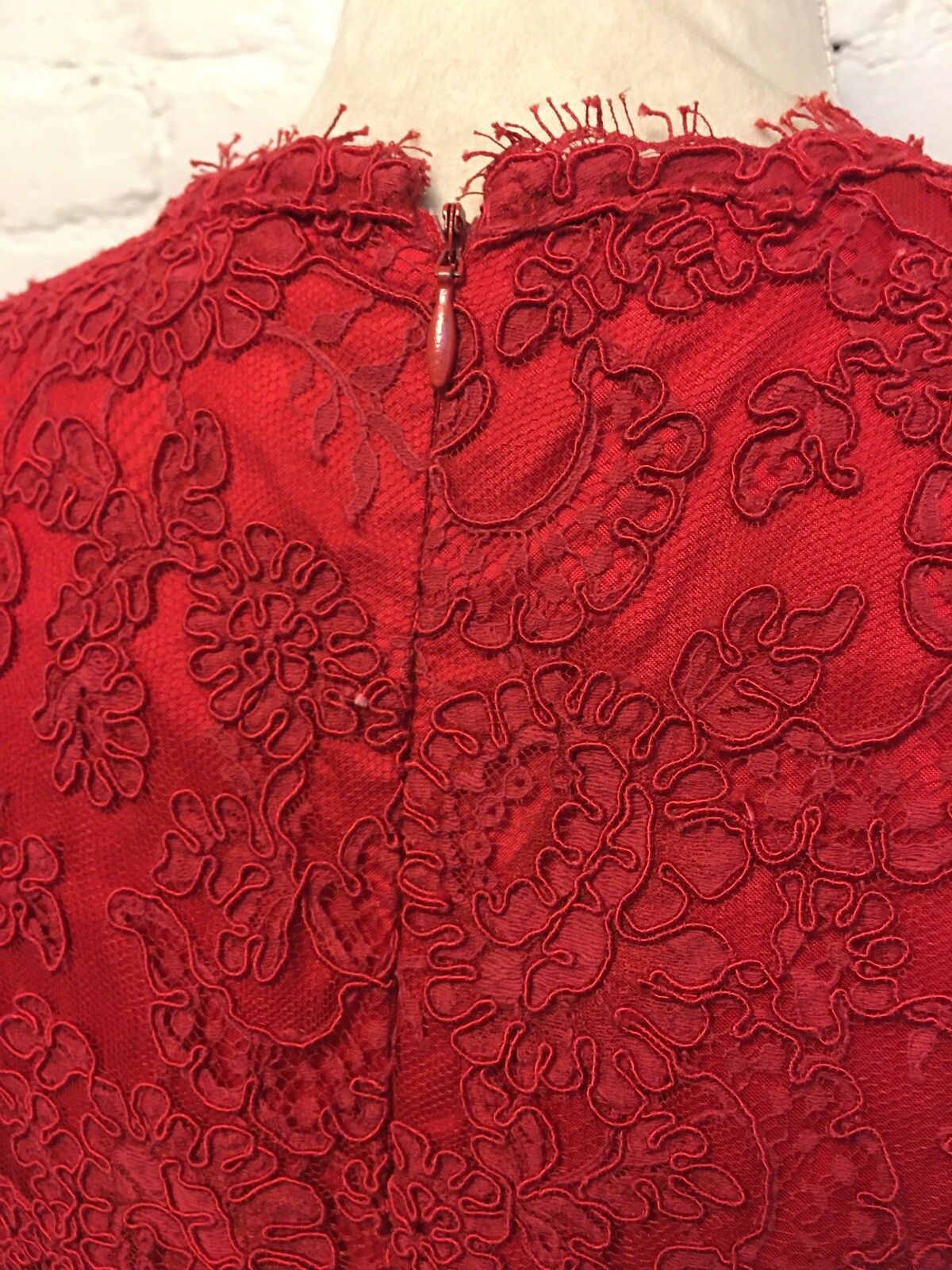 Catherine Regehr vintage 90s lace taffeta party dress red size large