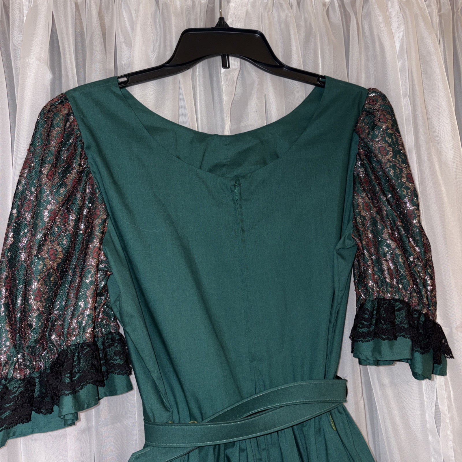 VTG Pete Bettina Green Silver Black Lace Square Dancing Dress Dance Rockabilly