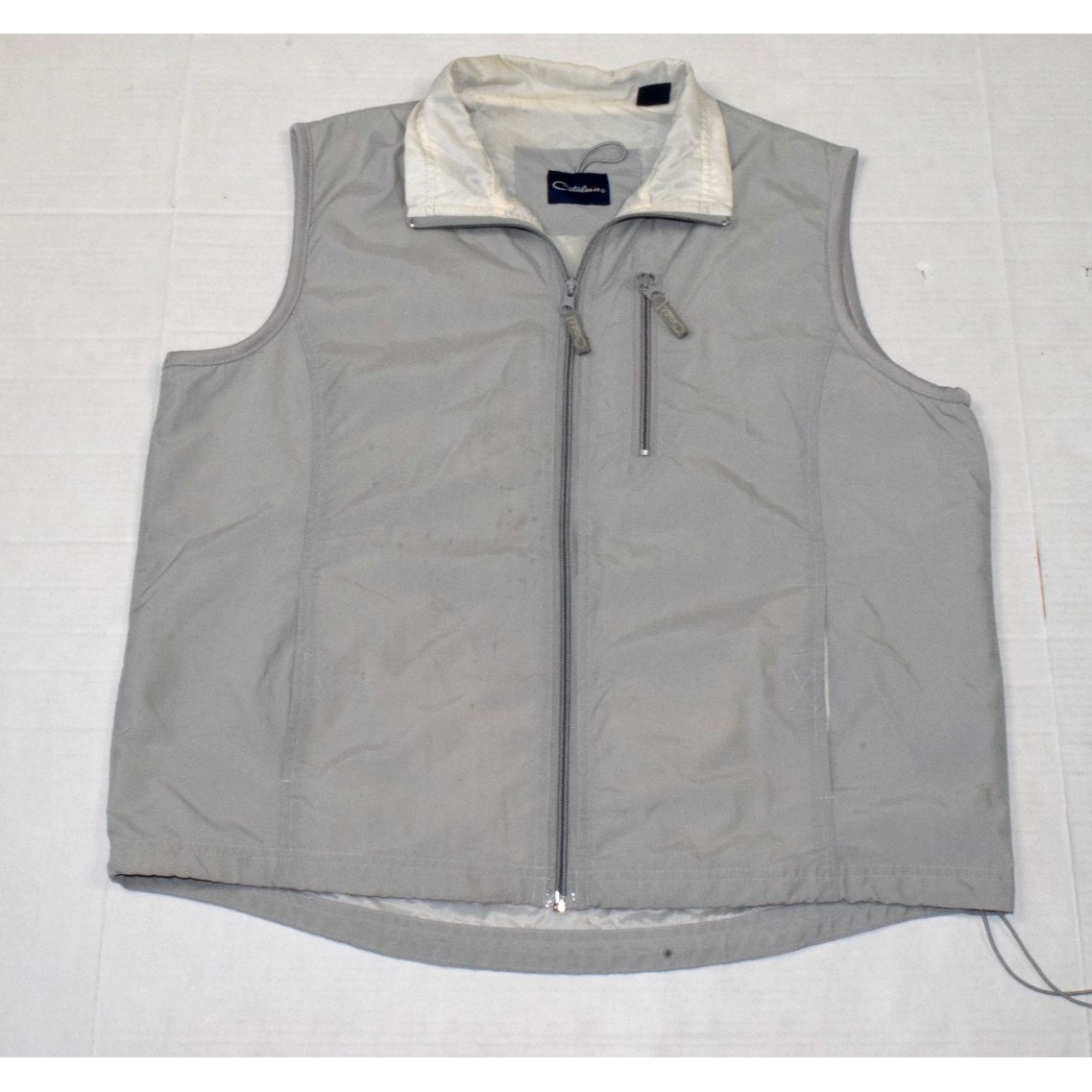 Vintage Vest Catalina Size L 90s Cloudy Gray Water Resistant Nylon Lined Zip Up