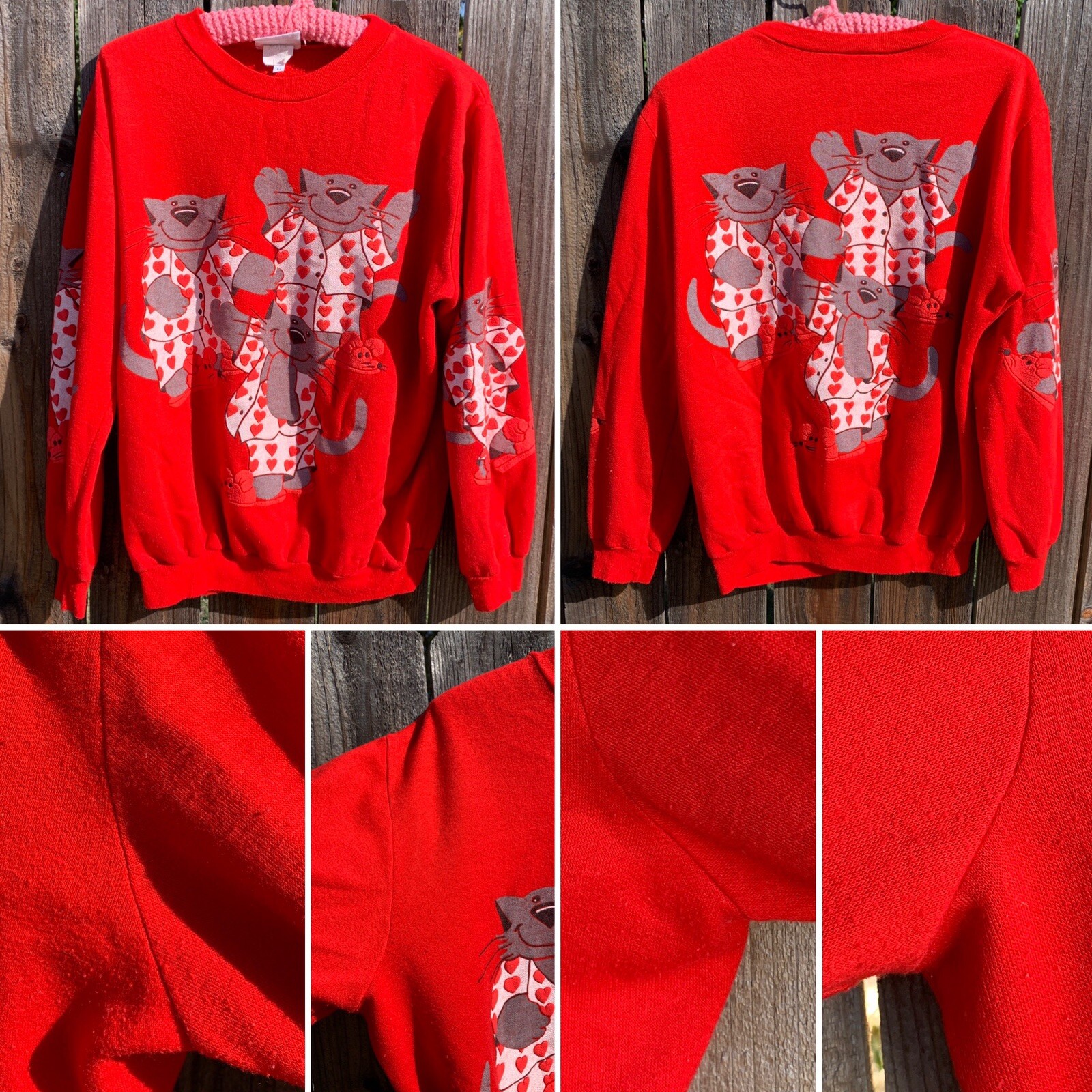 Vintage Cat And Mouse Sweatshirt Cats In Pajamas Scarab San Francisco L 80s