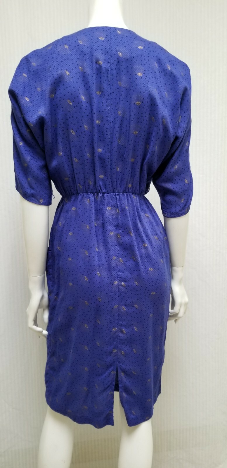 Vintage 80/90’s Positive Influence Purple Gold Print Rayon DRESS – Size S – EUC