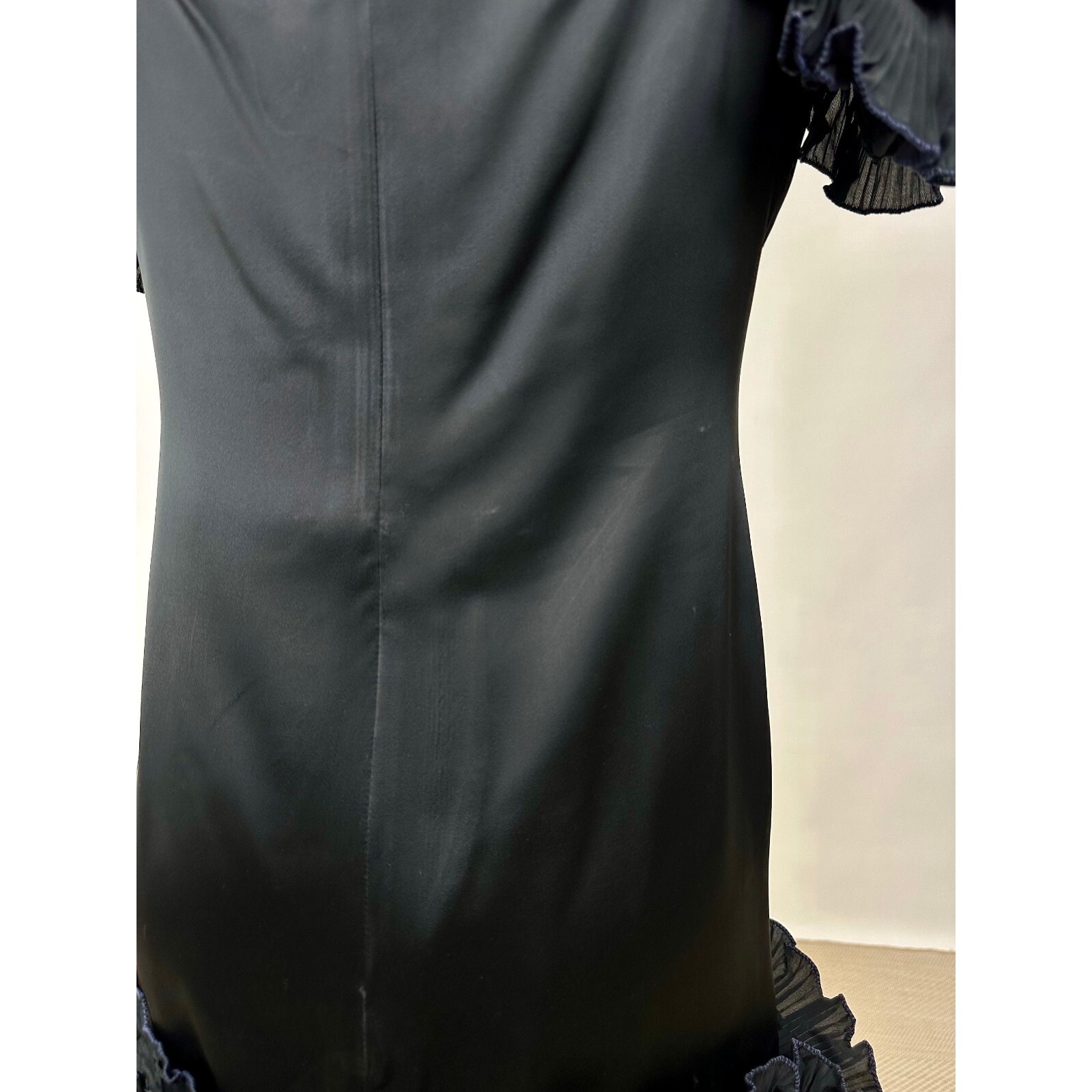 Vintage 1980s Designer Zandra Rhodes Black Dress with Elaborate Ruffle Details