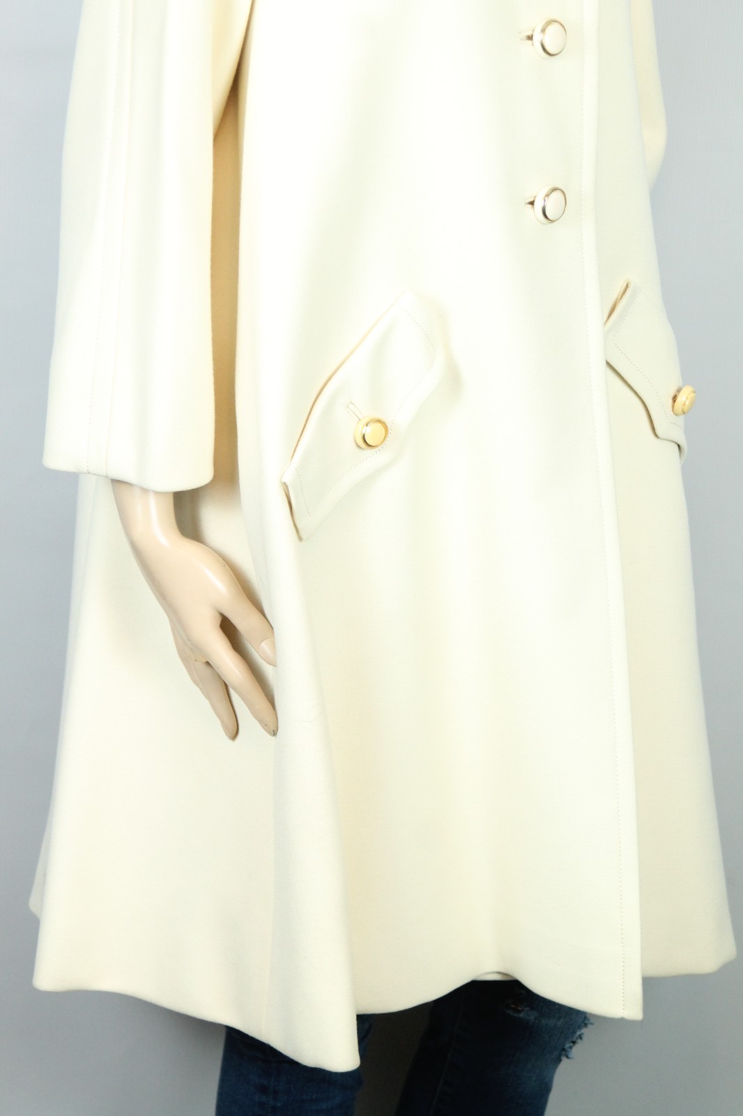 Vtg 60s SEYMOUR FOX USA Ivory Wool Retro Stroller Peacoat Coat S/M