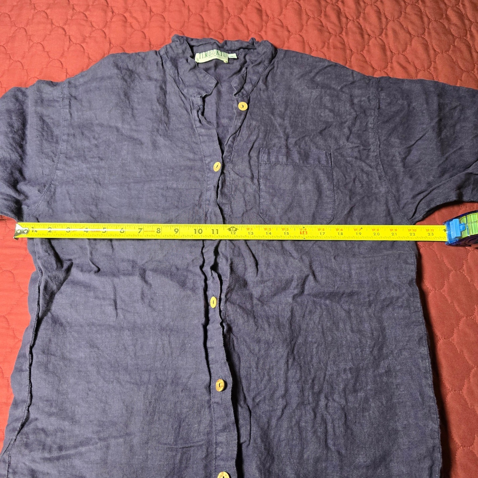Vintage Timbuktu Station Purple Textured Short Sleeve Shirt Size 2 Button Up