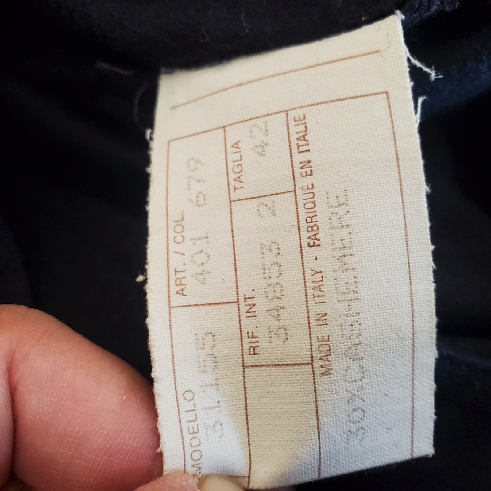 Vintage Touche Italy Navy Wool Cashmere Blend Shawl Collar Pocket Jacket Size 42