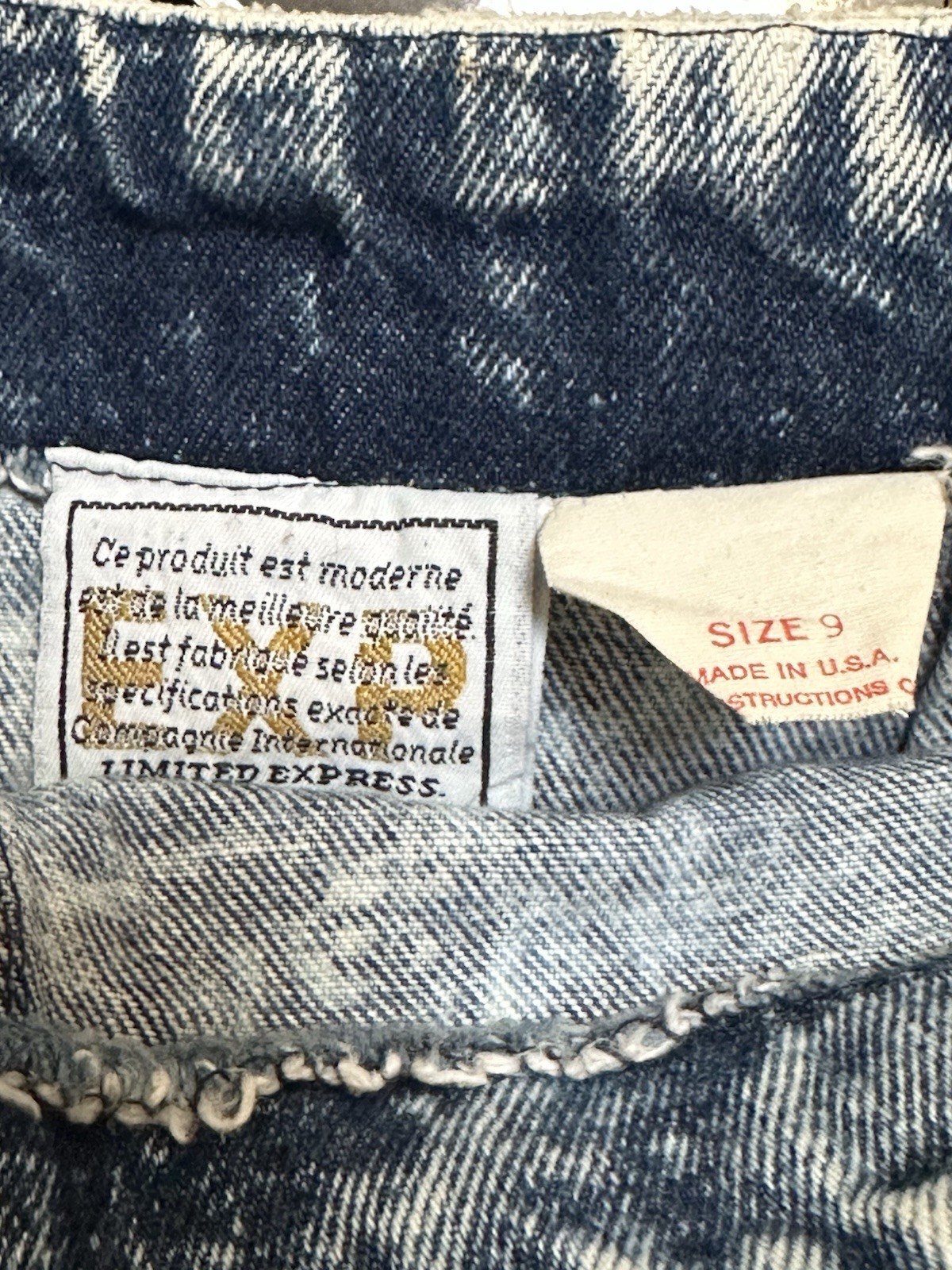 VTG 80s Limited Express GAP Acid Wash Jean Denim Mini Skirt Size 9 Made In USA