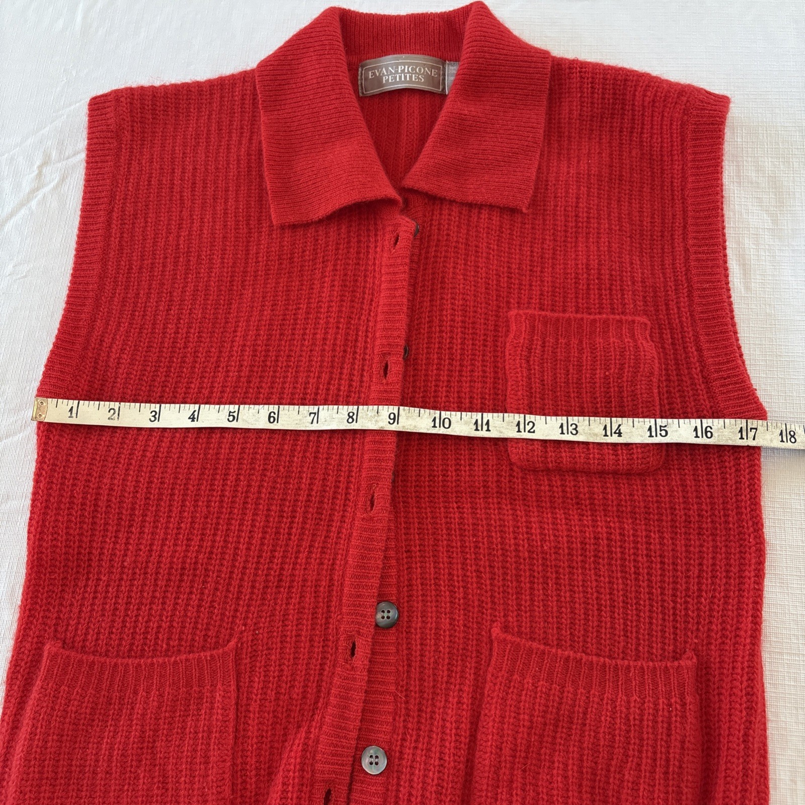 Evan Picone Red Women’s Sweater Vest Wool/Angora Rabbit Hair/nylon VTG Petite S