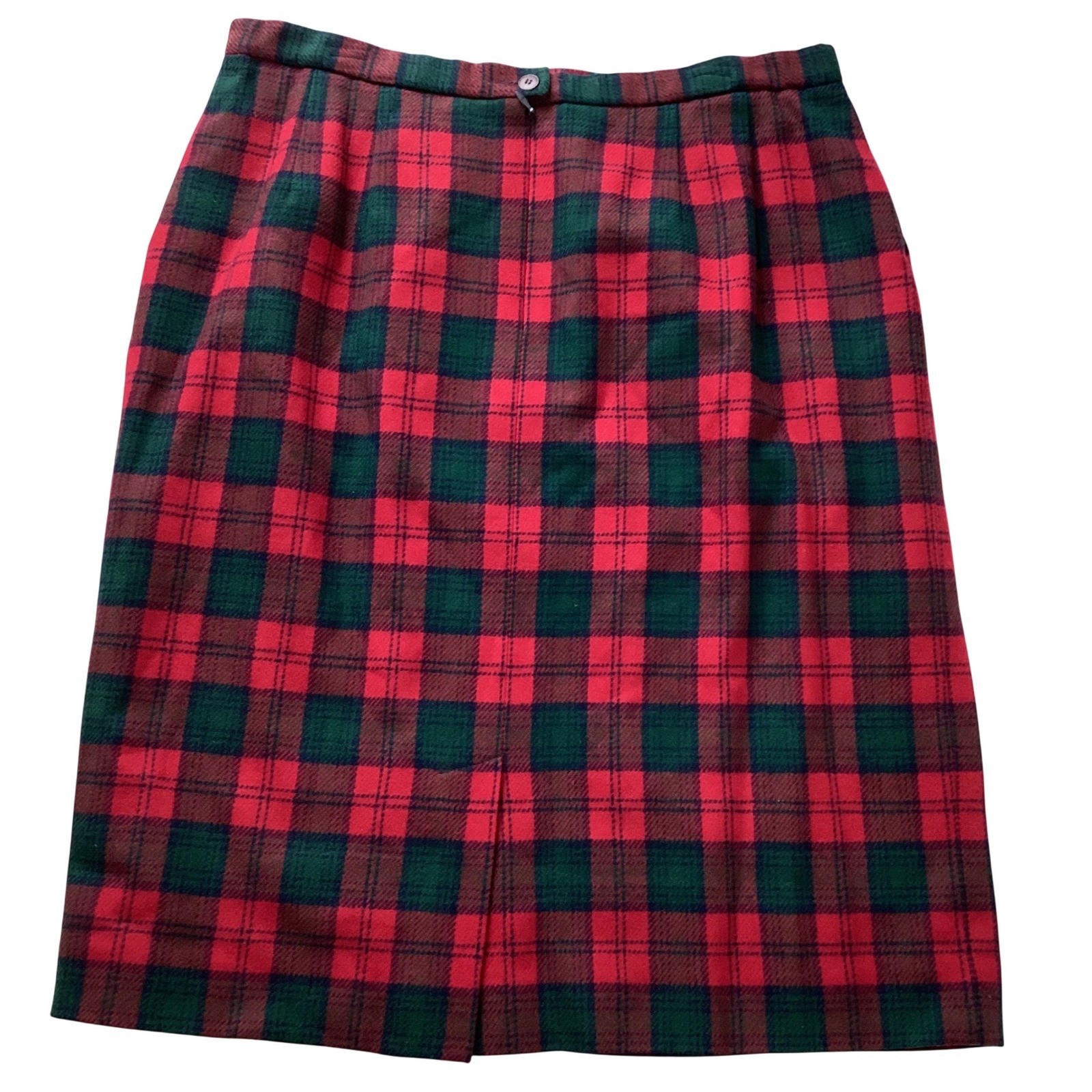 Pendleton Wool Pencil Skirt 18 Red Green Lindsay Tartan Plaid Made in USA