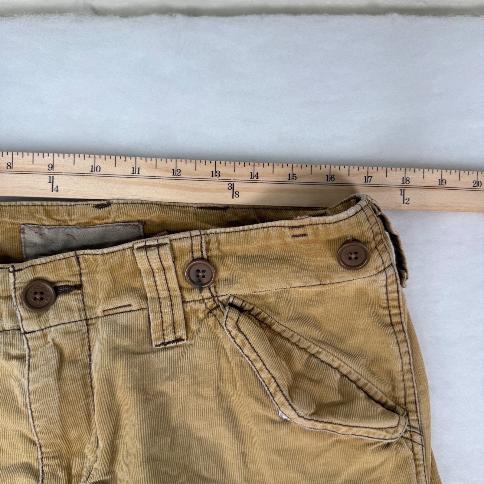 Vtg Y2K Abercrombie & Fitch Corduroy Cargo Paratrooper Pants Womens M Tan