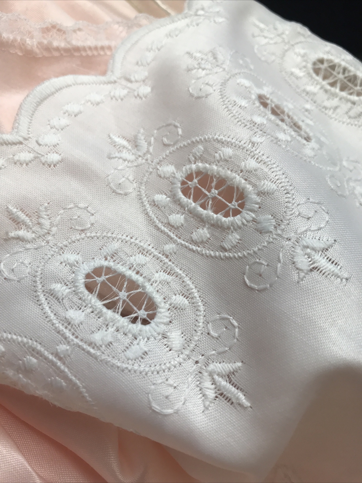 Vintage 70’s Long nightgown Medium by Spotlight Soft Pink White Embroidered