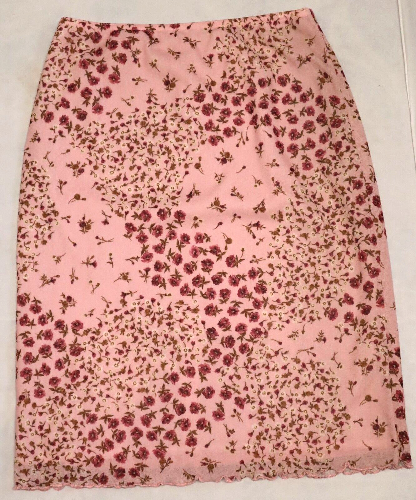 Vintage 1980s IZ BYER California floral pink pull on skirt size M (USA)
