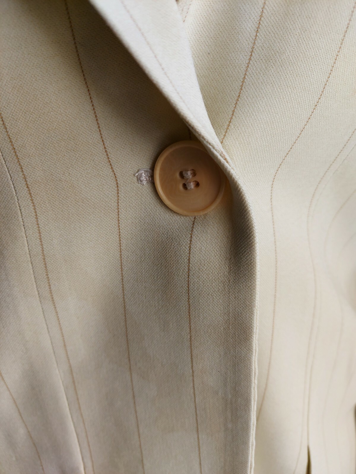 VTG Giorgio Armani Le Collezioni Italy sz 12 Beige cream pinstripe Blazer Jacket