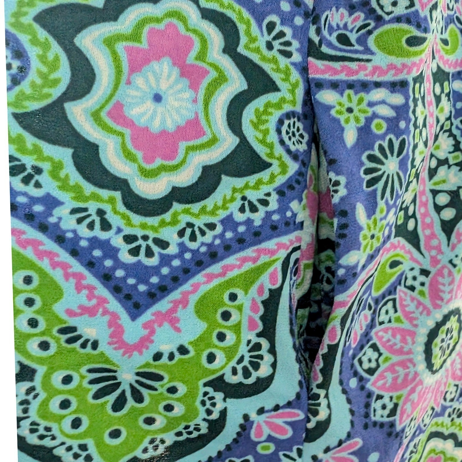Vintage 60s Magnin Psychedelic Paisley Floral Tunic and Pants Set Blue Green