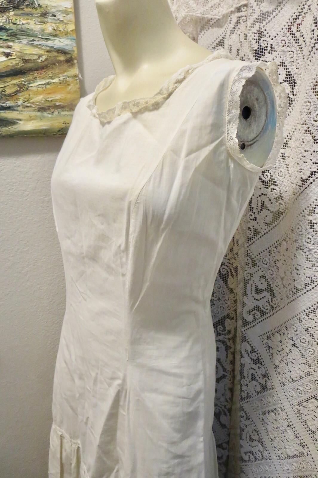 Antique 1900s Gibson Girl Shapely Fitted Full Slip With Lace Petticoat 34 Bust