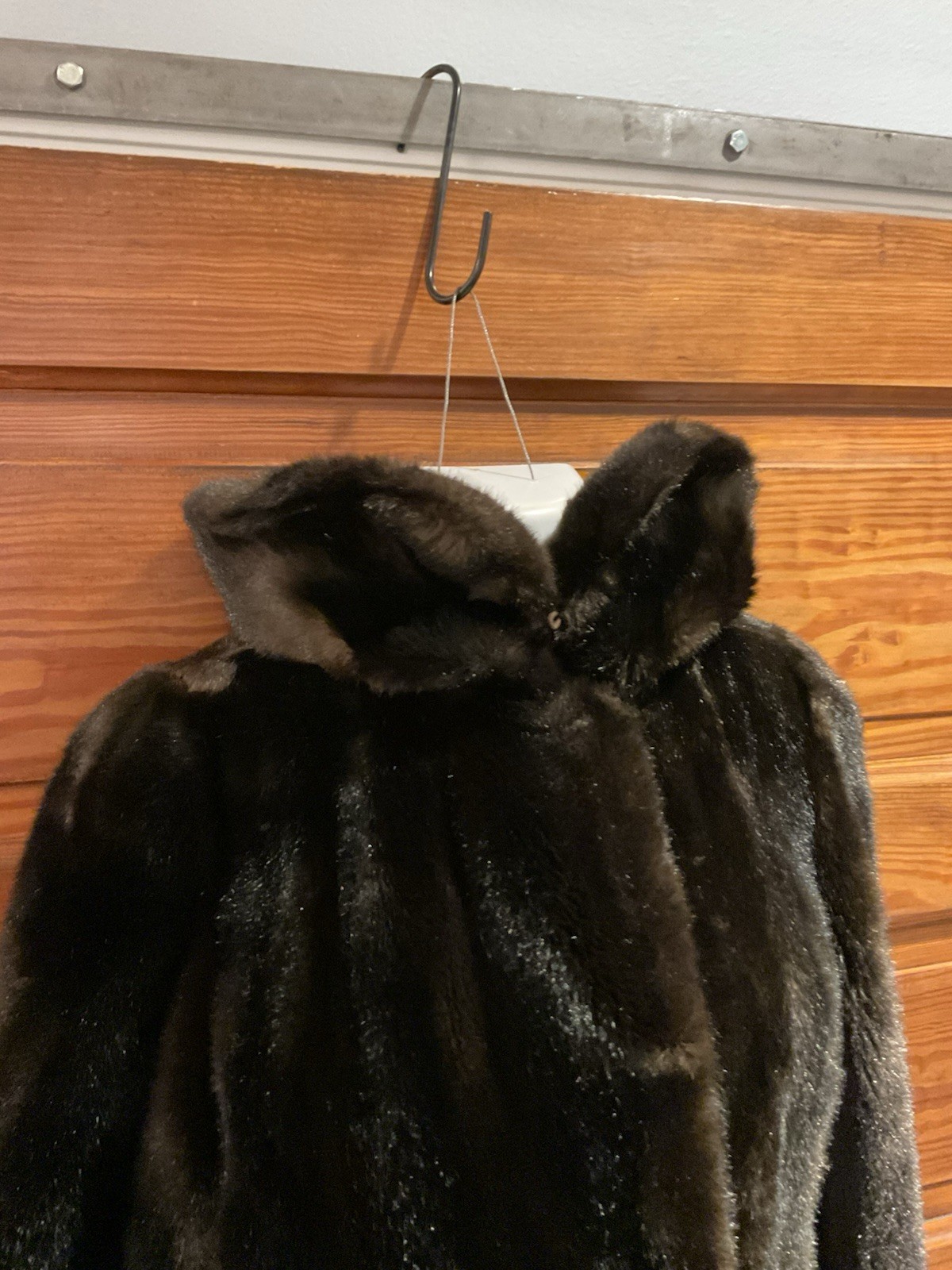 Vtg Tissavel France Country Pacer Faux Mink Fur Coat S/M Jacket Mob Wife 1970s