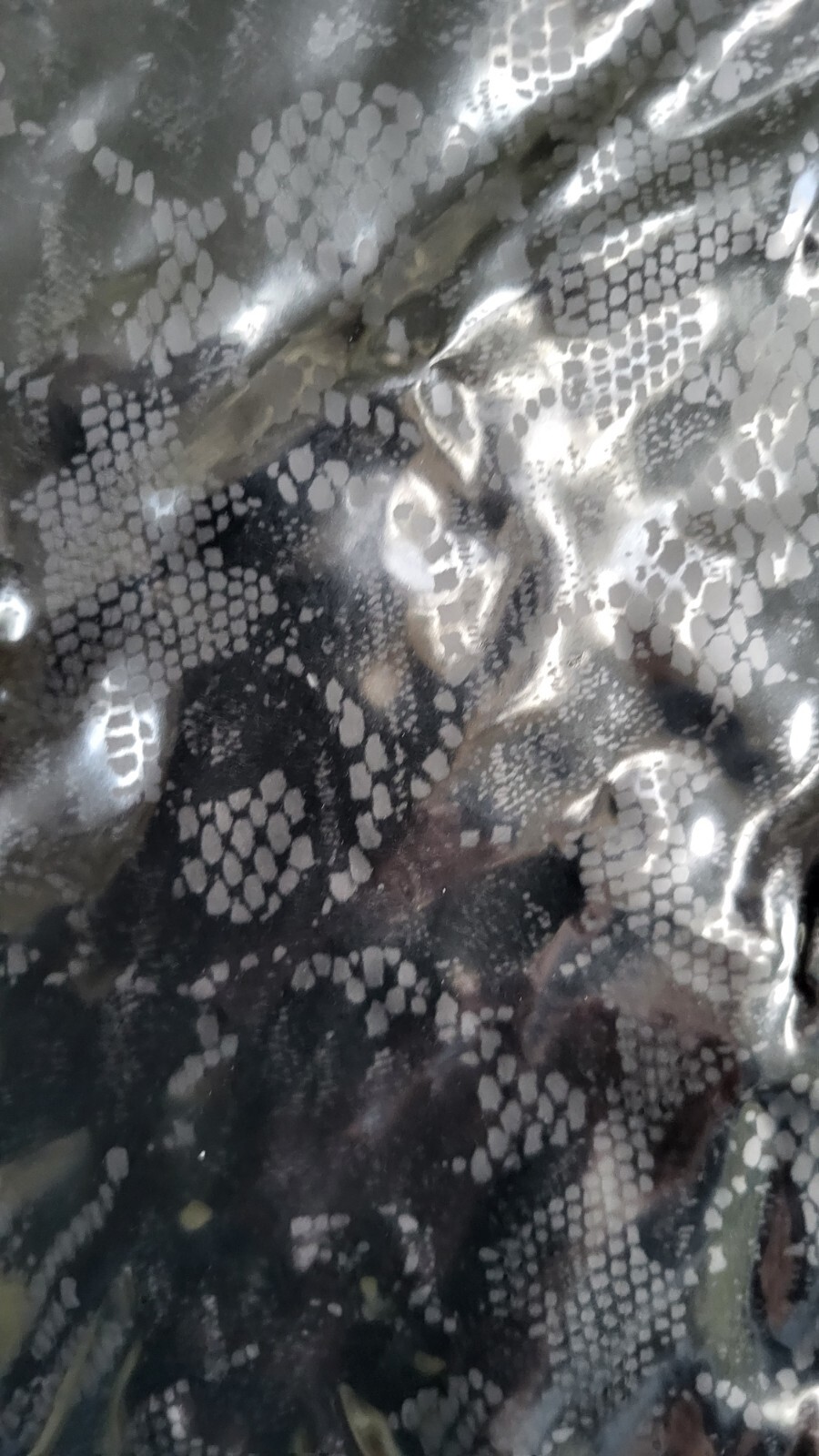 Vintage 1980s Kenn Sporn Wippette Black Shiny Vinyl Lace Print Raincoat Jacket