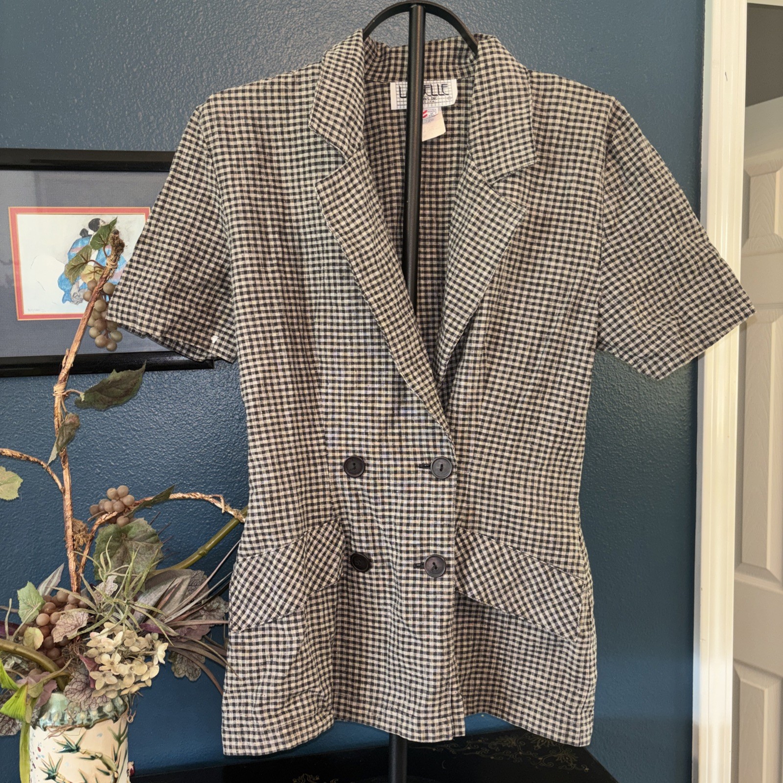VTG 1980’s La Belle checked Women’s Blazer or Mini-Dress Size S Made In USA