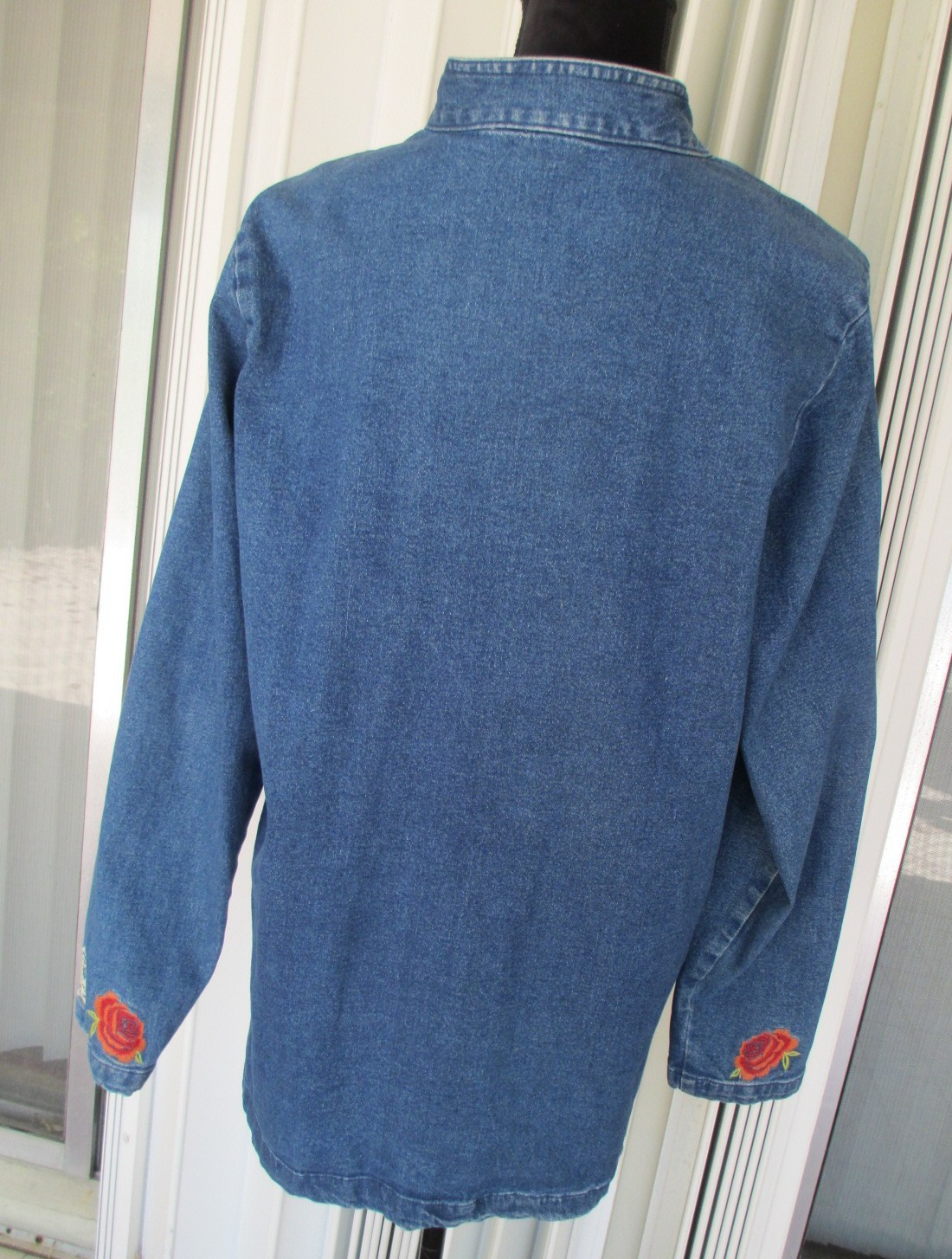 DENIM CO ORIENTAL STYLE EMBROIDERED DENIM 3/ 4 JACKET