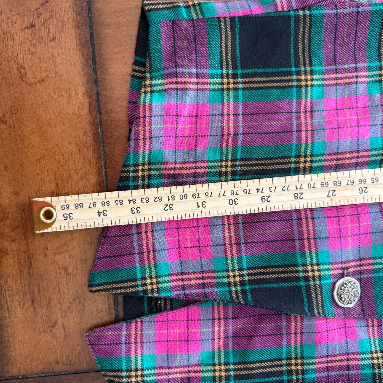 Brioche California Vintage 90s Plaid Jumper Dress and Blouse Set Pink Green 3/4