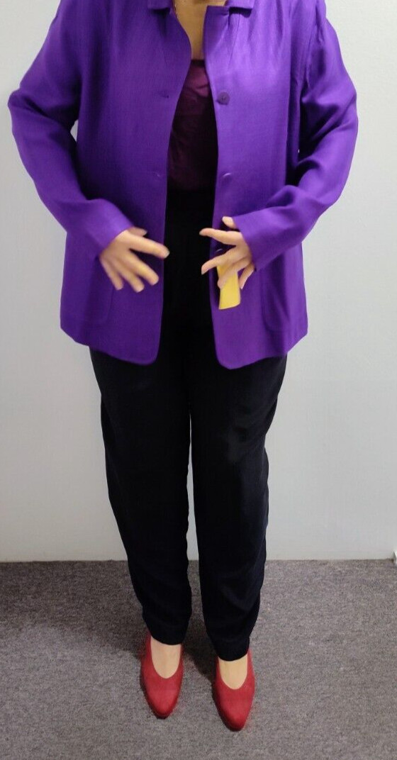 VTG 90’s Nordstrom Essential Elements Women Purple Rayon 3 Button Blazer : XL