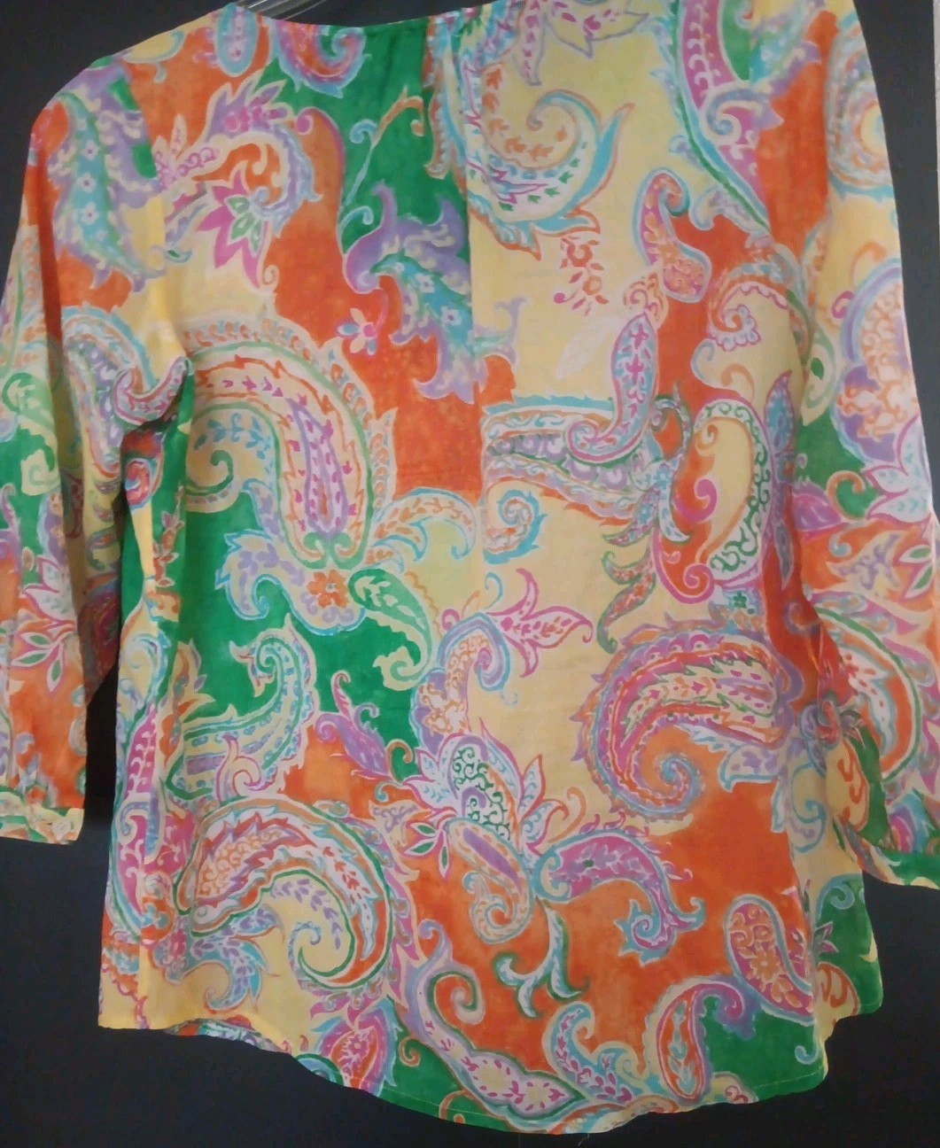 Vintage Lauren Ralph Lauren Ruffle Abstract Poet Blouse Petite Small Art to Wear