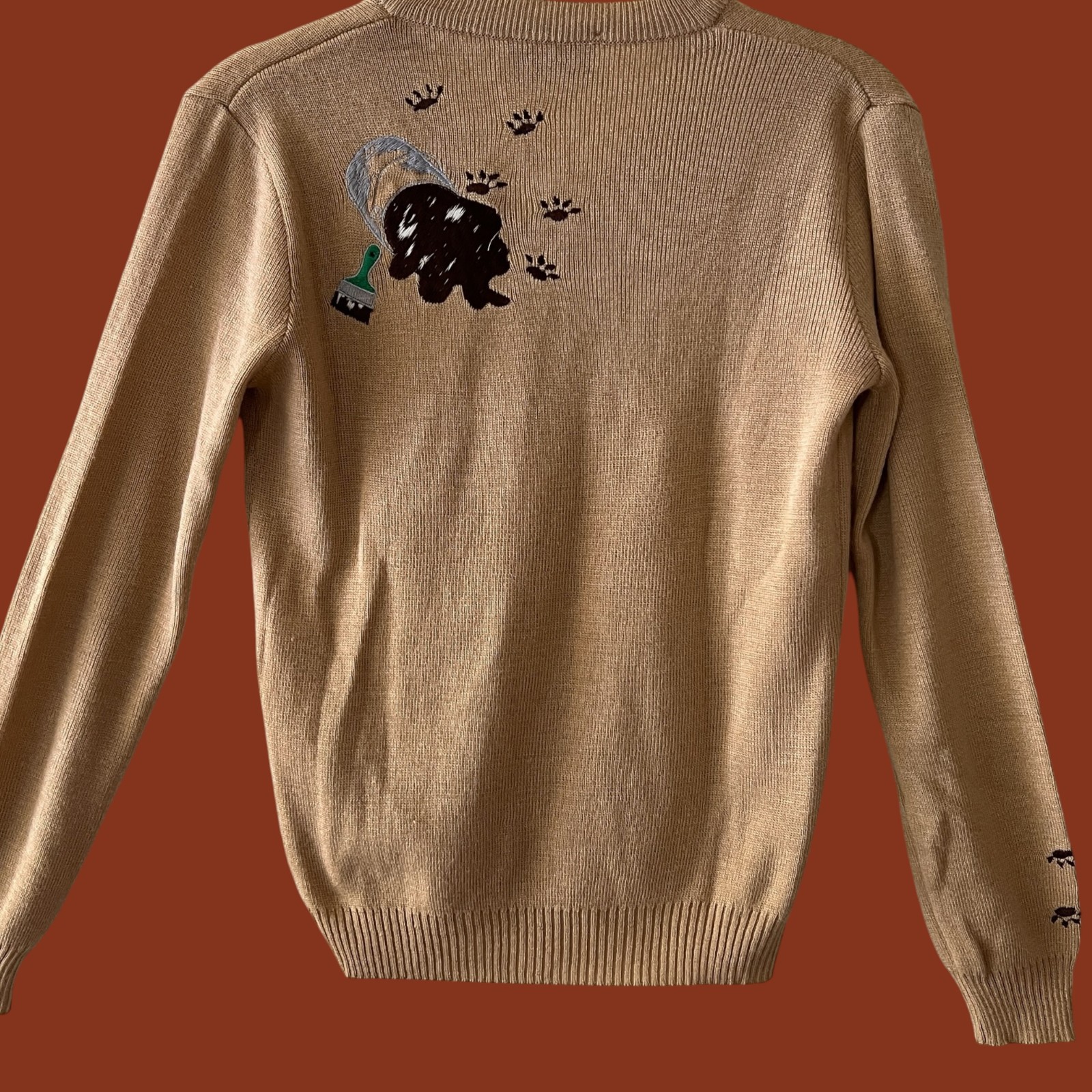 Vintage 70s Dog Sweater : Novelty, Dog Sweater, Cyn Les Shirlee Designs, Medium