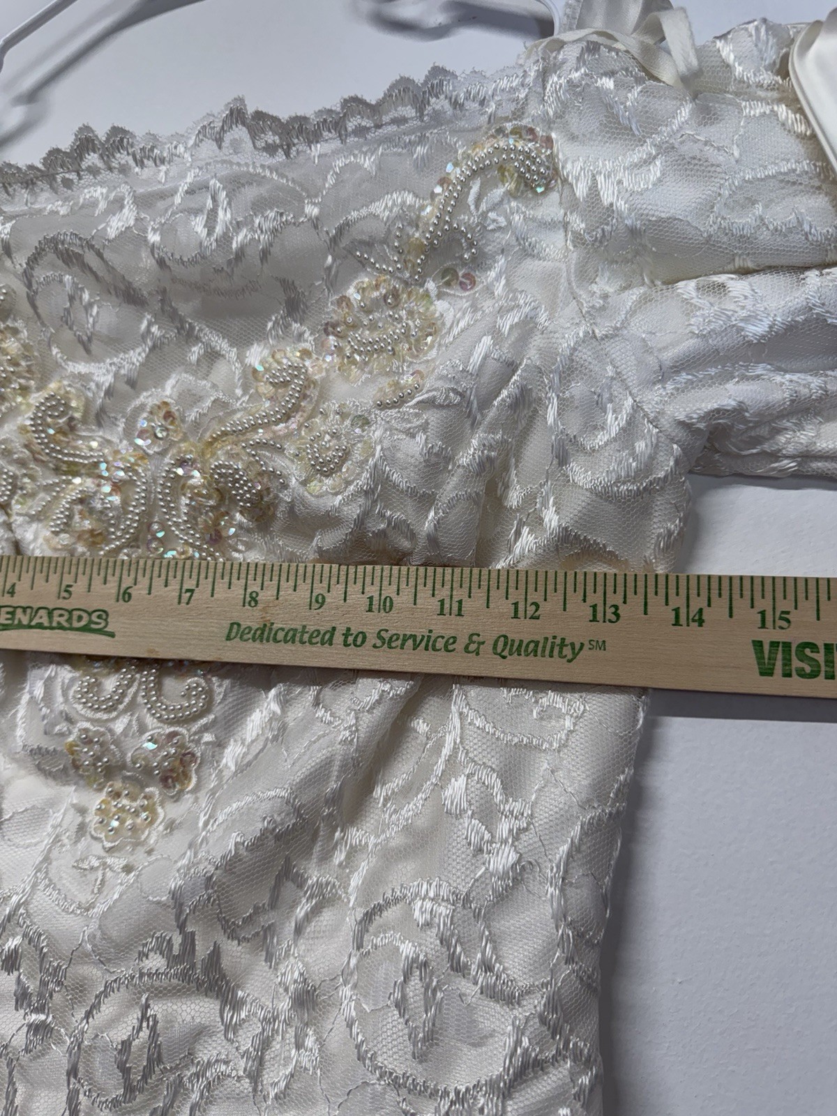 Alfred Angelo Y2K VTG 80s 90s White Satin Short Sleeve Wedding Dress V Neck S