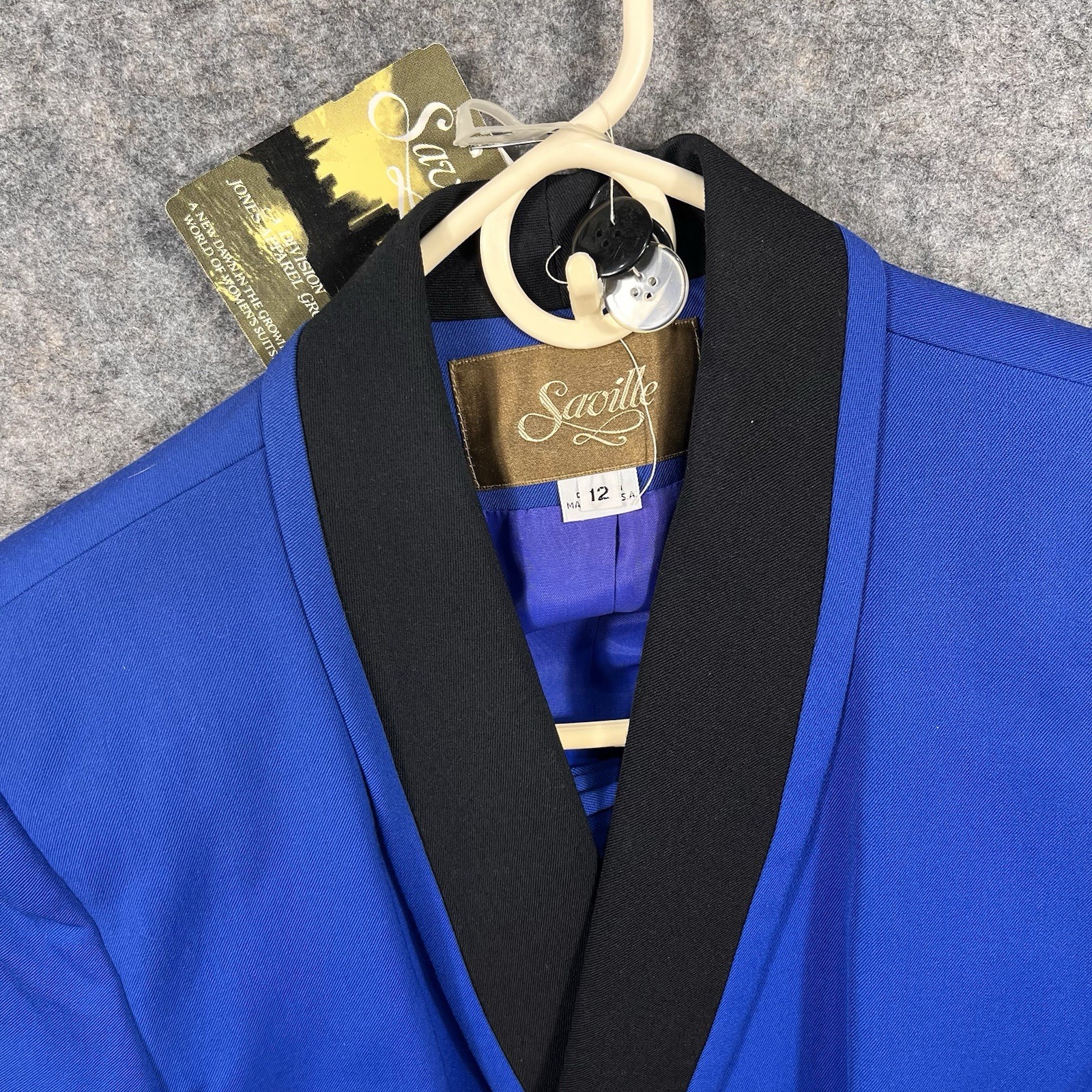 NWT Vintage Saville Suit Womens Skirt Set Blue Wool Blend 12 Double Breasted