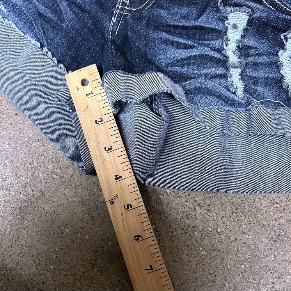 Blue Asphalt Denim Shorts Womens 5 Blue Y2K Mini Micro Grunge 2000s Thigh High