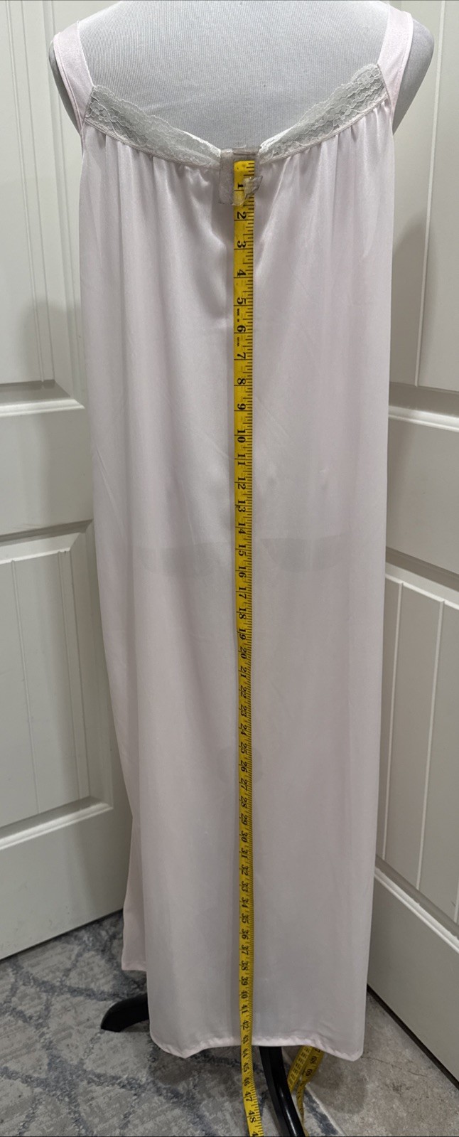 Spotlight Nylon Nightgown Pink Sleeveless SZ L Lace Trim Long